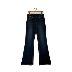 Betabrand Pull On Slimming Jeans Mid Rise Dark Wash‎ Bootcut Flare SZ Medium